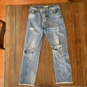 Women’s Avec Les Filles Distressed Denim Blue Jeans 29